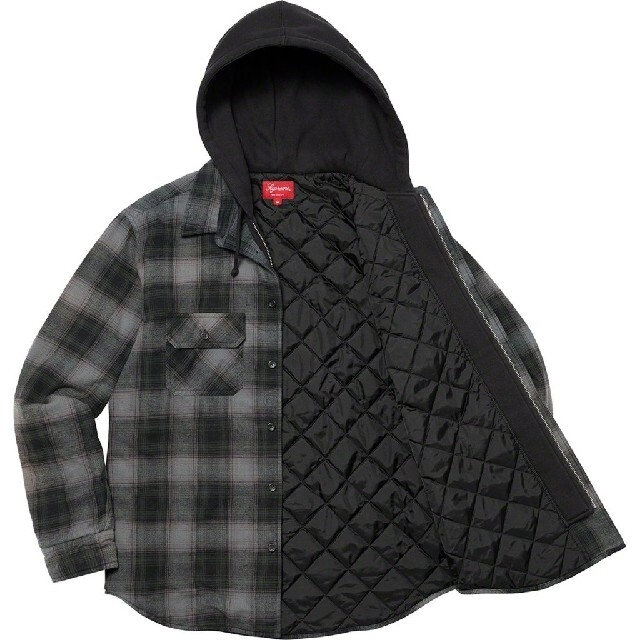 メンズ【S】Supreme Hooded Flannel Zip Up Shirt