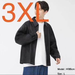 ジーユー(GU)のGU フェイクレザーオーバーサイズブルゾン　ブラック3XL(レザージャケット)