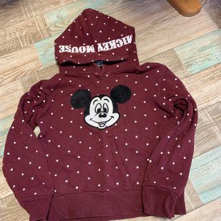 ナルミヤ インターナショナル(NARUMIYA INTERNATIONAL)のb.ROOMビールーム Mickeyコラボ ドット柄パーカー ボルドー130(Tシャツ/カットソー)