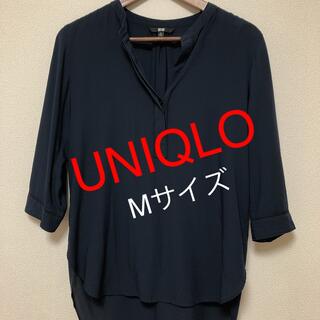 ユニクロ(UNIQLO)のUNIQLO  シャツチュニック　紺色　Mサイズ(シャツ/ブラウス(長袖/七分))