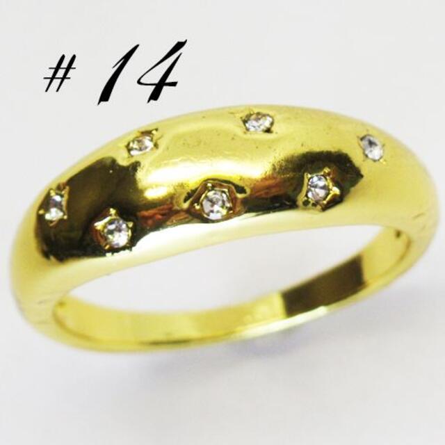 新品 14号 cz ダイヤモンド 色 リング イエローゴールド 星 ジルコニア レディースのアクセサリー(リング(指輪))の商品写真