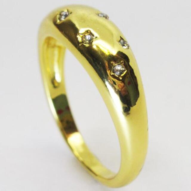 新品 14号 cz ダイヤモンド 色 リング イエローゴールド 星 ジルコニア レディースのアクセサリー(リング(指輪))の商品写真