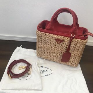 プラダ(PRADA)のPRADA プラダ カゴバッグ かご 1BG835 ウィッカー×キャンバス(かごバッグ/ストローバッグ)