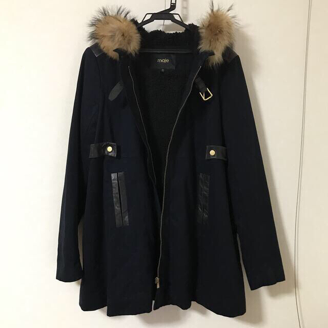 maje coat raccoon fur law leather FR40 L | tradexautomotive.com