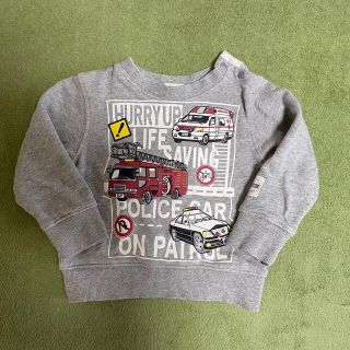 乗り物トレーナー　パトカー　消防車　救急車 90cm(Tシャツ/カットソー)