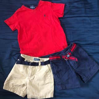 ポロラルフローレン(POLO RALPH LAUREN)のポロラルフローレン　セットアップ　ベルト付ショートパンツ2枚　80 90(パンツ)