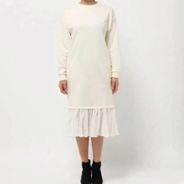 WEGO レイヤードスウェットワンピース 白