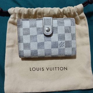 ルイヴィトン(LOUIS VUITTON)のヴィトン　ダミエアズール　二つ折り財布　白　がま口　小銭入れ　N61676(折り財布)