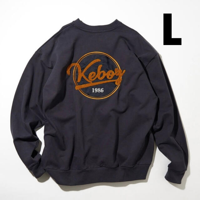 L ネイビー KEBOZ BB LOGO CREWNECK SWEAT