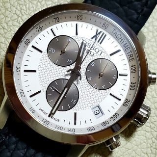 ティソ(TISSOT)の美品 TISSOT ティソ クロノグラフ デイト ホワイト メンズ(腕時計(アナログ))