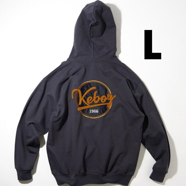 L ネイビー KEBOZ BB LOGO SWEAT HOODIE