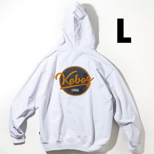 L グレー アッシュ KEBOZ BB LOGO SWEAT HOODIE 【売り切り御免