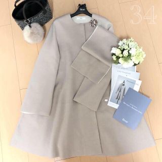 ルネ(René)の美品▫️Rene 34༚’18年❁.*･ﾟグレージュ系❁.マフラー❁.*コ－ト(その他)