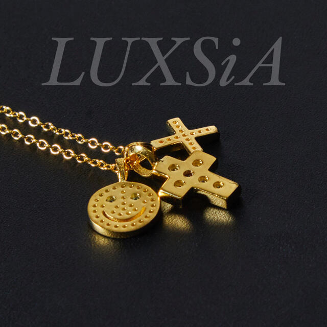 24K コーティング スマイル クロス ネックレス シルバー925 レディース 3