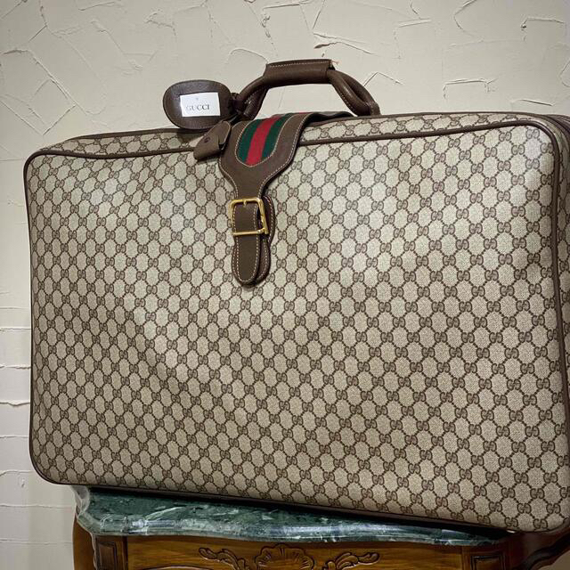 Gucci(グッチ)の80'S OLD GUCCI シェリーライン スーツケース キャンバス×レザー レディースのバッグ(スーツケース/キャリーバッグ)の商品写真
