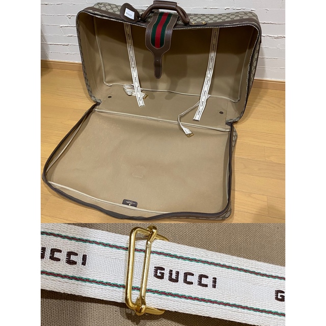 希少】GUCCI☆グッチ 総本革 80s巨大トランク☆当時のカギ付-