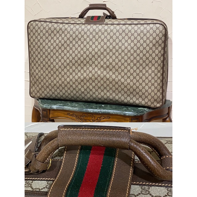 80'S OLD GUCCI シェリーライン スーツケース キャンバス×レザー