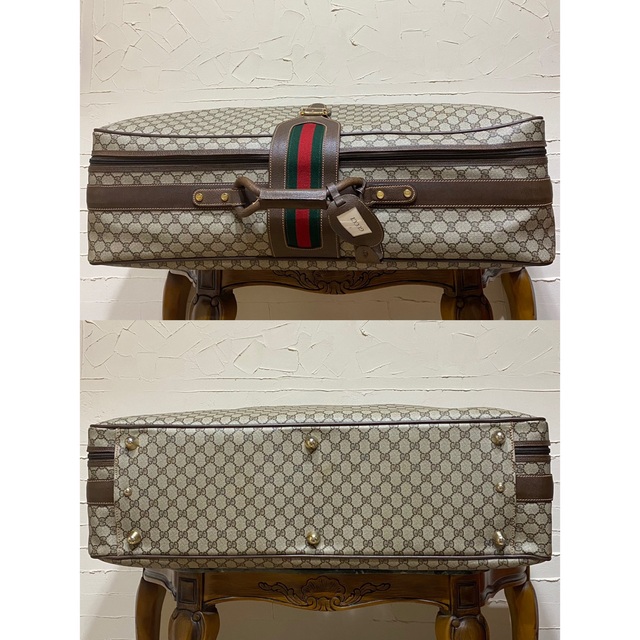 Gucci(グッチ)の80'S OLD GUCCI シェリーライン スーツケース キャンバス×レザー レディースのバッグ(スーツケース/キャリーバッグ)の商品写真