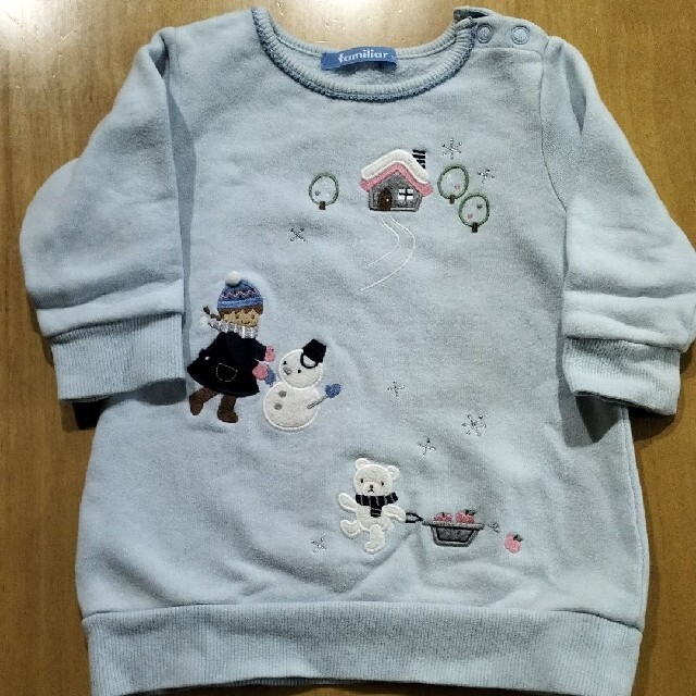 familiar チェック フリルぺプラムトレーナー ファミちゃん 80サイズ-