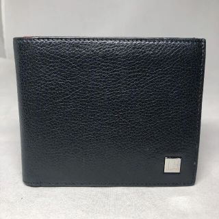 ダンヒル(Dunhill)の【美品】ダンヒル　二つ折り札入れ　レザー　ブラック×ブラウン(折り財布)