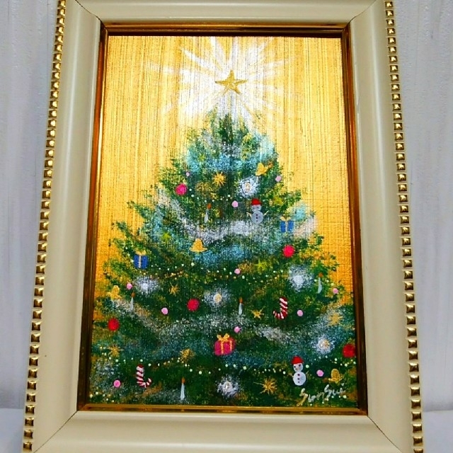 季節を楽しむ絵画＊煌めきのクリスマスツリー　星　幸せ　もみの木　冬　プレゼント | フリマアプリ ラクマ