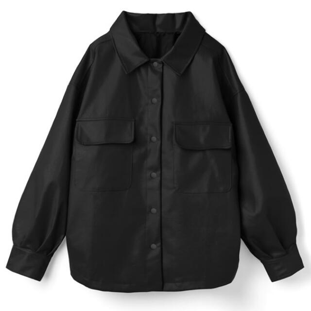 GRL(グレイル)のGRL レザーシャツジャケット ブラック レディースのジャケット/アウター(Gジャン/デニムジャケット)の商品写真