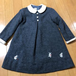 【ベビー服】familiar うさぎ刺繍入りワンピース（新品未使用）