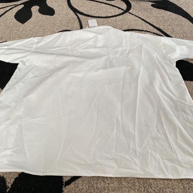白ビブシャツ　L Lサイズ レディースのトップス(シャツ/ブラウス(半袖/袖なし))の商品写真