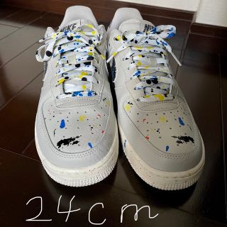 NIKE エアフォース1 スプラッター ペイント ペンキ 白 24.5cm