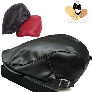 ハンチング帽 ベレー帽 レザーハンチング ブラック キャップ PUレザー 01(ハンチング/ベレー帽)