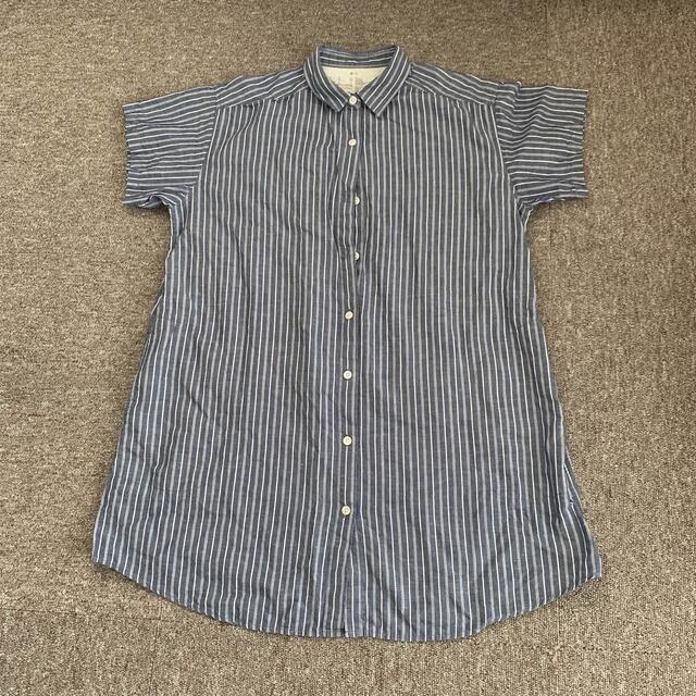 MUJI (無印良品)(ムジルシリョウヒン)の無印良品　マタニティ服　授乳服　シャツワンピース　チュニック　M-L　半袖 キッズ/ベビー/マタニティのマタニティ(マタニティワンピース)の商品写真