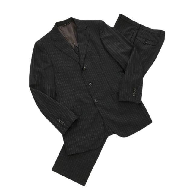 Mr.Junko(ミスタージュンコ)のMr.JUNKOミスタージュンコグレー×金ストライプ入り3B留めスーツYA6 メンズのスーツ(セットアップ)の商品写真
