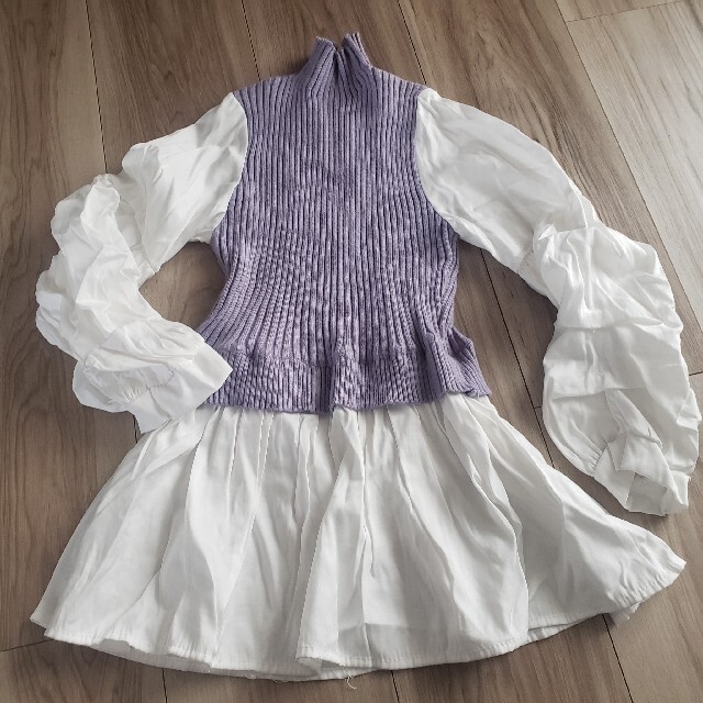 fifth(フィフス)のfifth  ボリュームスリーブドッキングニット キッズ/ベビー/マタニティのキッズ服女の子用(90cm~)(ブラウス)の商品写真