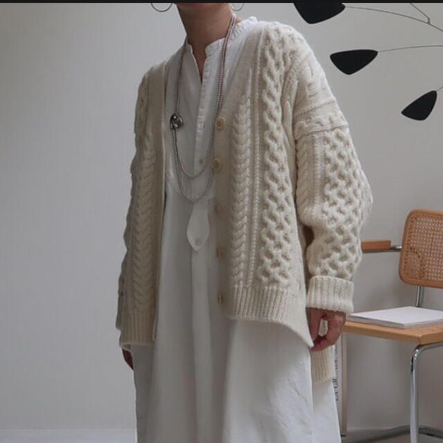 新品　ARGUE WOOL CABLE WIDE KNIT CARDIGAN