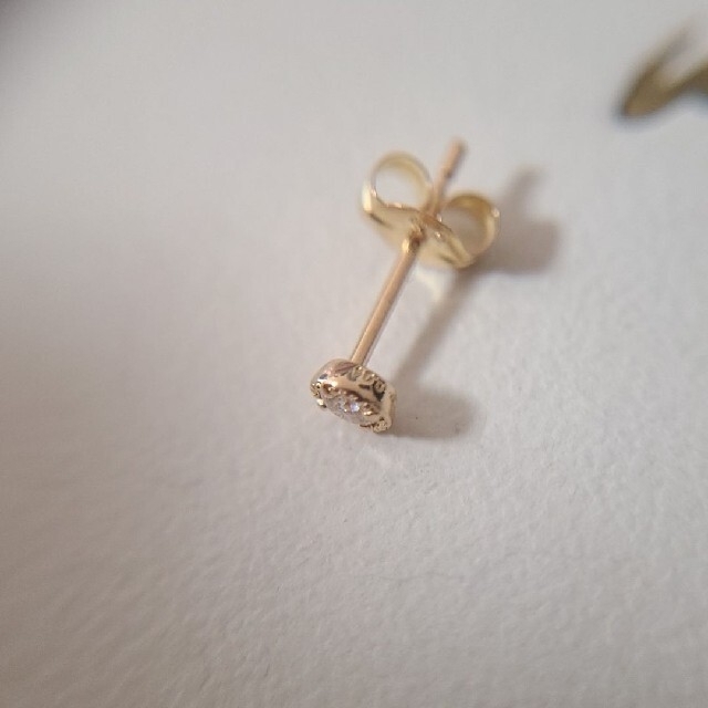 agete K18 YG ミル打ち ダイヤピアス 0.08ct 女性が喜ぶ♪ 10174円