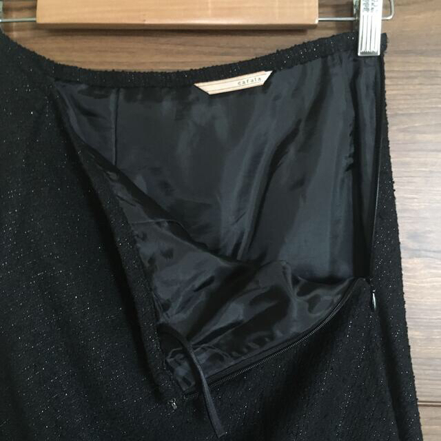 marble ink(マーブルインク)のラメツイード　ミモレ　フレアスカート  ブラック レディースのスカート(ひざ丈スカート)の商品写真