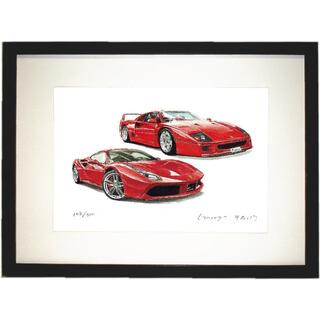 フェラーリ(Ferrari)のGC-394フェラーリF40/488限定版画サイン額装済作家平右ヱ門(絵画/タペストリー)