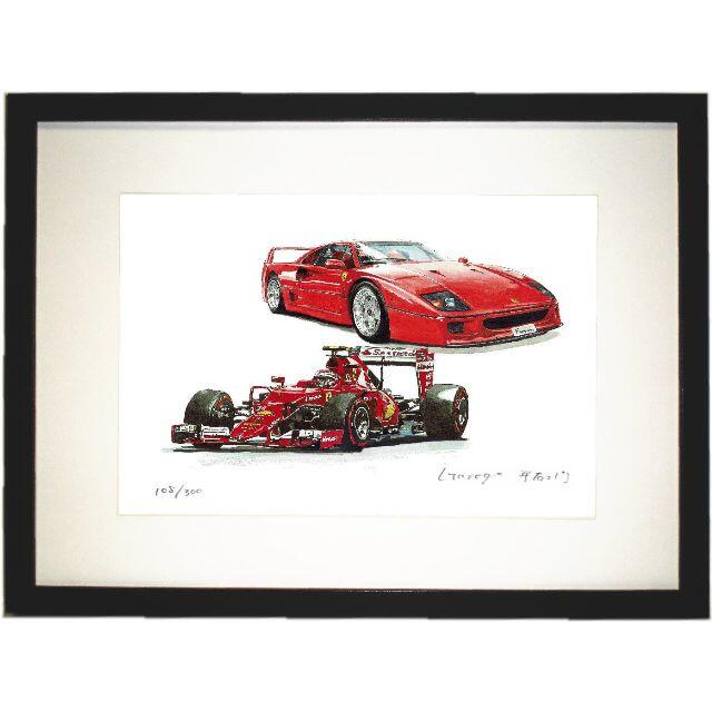 版画GC-396フェラーリF40/F1限定版画サイン額装済作家平右ヱ門