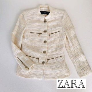 ザラ(ZARA)のZARA Basic ツイードジャケット(ノーカラージャケット)