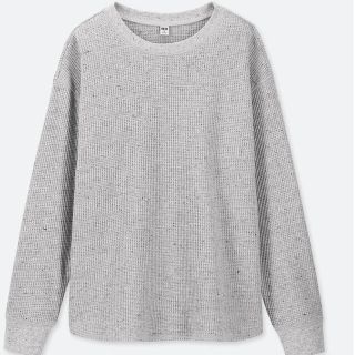 ユニクロ(UNIQLO)のワッフルクルーネックT グレーX L(Tシャツ(長袖/七分))