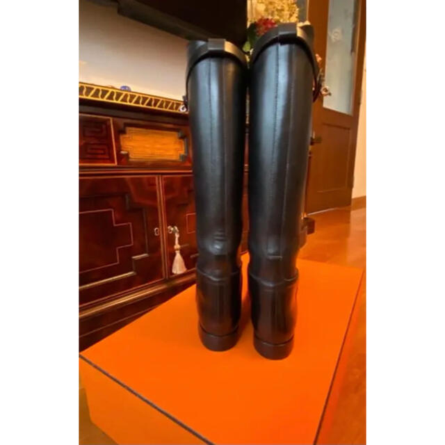 大得価大人気】 Hermes - HERMESジャンピングブーツ ロングブーツ 黒37
