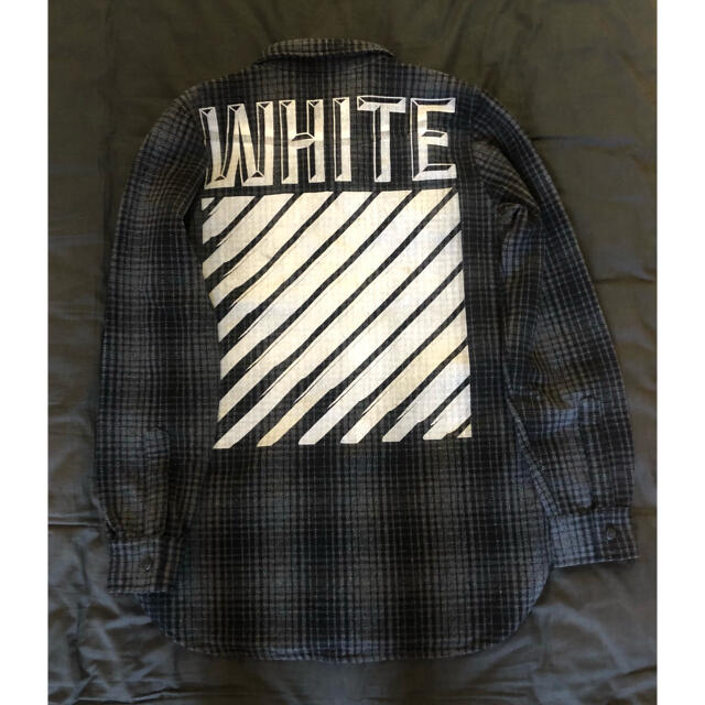 メンズoff-white オフホワイト チェック ウール シャツ型ジャケット