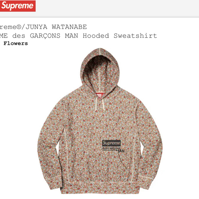 Supreme(シュプリーム)のSupreme フーディー　ピンクフラワー　M メンズのトップス(パーカー)の商品写真