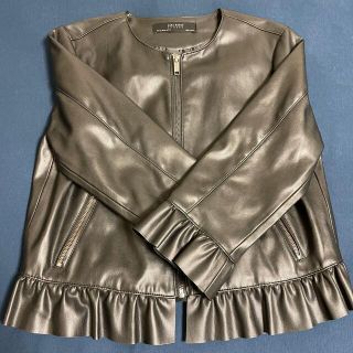 ザラ(ZARA)のZARA ノーカラーフリルライダース(ライダースジャケット)