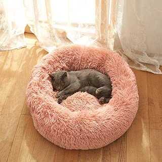 ピンク直径60㎝Skazi ペット用 ベッド クッション 猫 小型犬 中型犬 シ(猫)