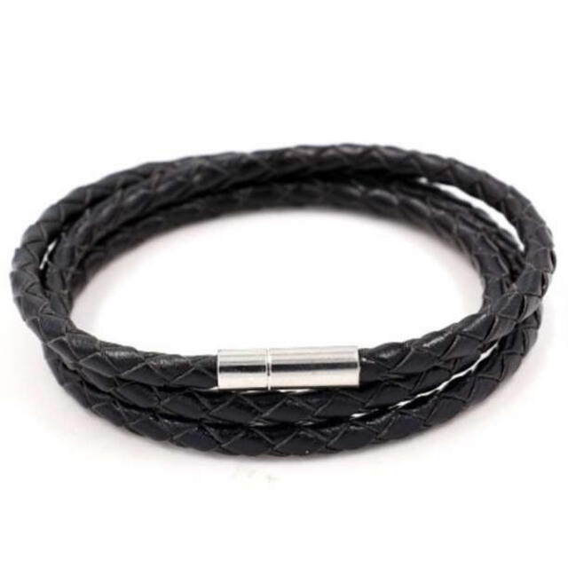 ブレスレット PU レザー 革 皮 メンズ 3連 レザーブレスレット 黒 ブレスレット ブレスレット PU レザー 革 皮 メンズ 3連 レザーブレスレット 黒
