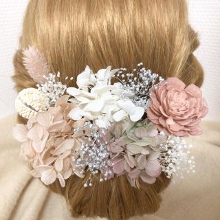 髪飾り　ドライフラワー　ヘッドドレス　ヘアピン　卒業式　成人式　結婚式　前撮り(ヘッドドレス/ドレス)