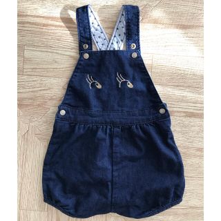 プチバトー(PETIT BATEAU)のプチバトー 18M/81cm デニムサロペット 80(ロンパース)