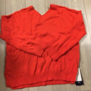 ザラ(ZARA)のVネックルーズニット♡新品タグ付き♡オレンジ♡込み(ニット/セーター)