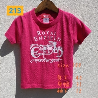 新中古　ロイヤルエンフィールドTシャツ　100　男の子　女の子　ホットピンク(Tシャツ/カットソー)